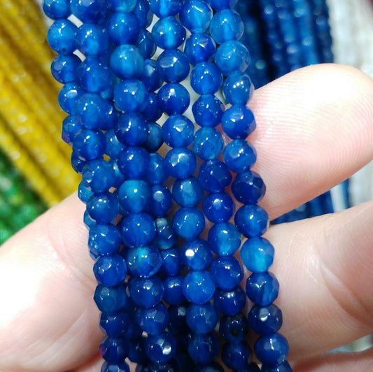 Natural Faceted agate beads, 4mm dyed agate beads, semiprecious stones, jewelry design, wholesale beads B40