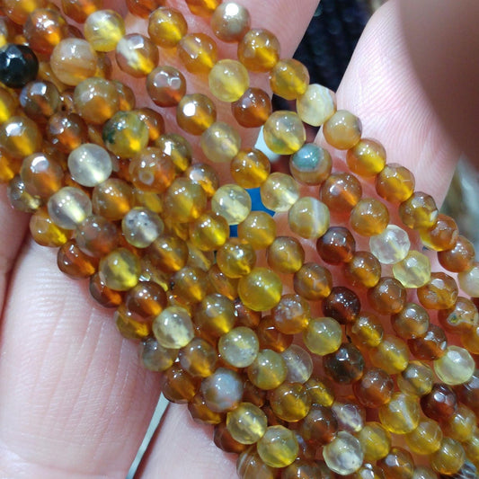 Natural Faceted agate beads, 4mm dyed agate beads, semiprecious stones, jewelry design, wholesale beads B40