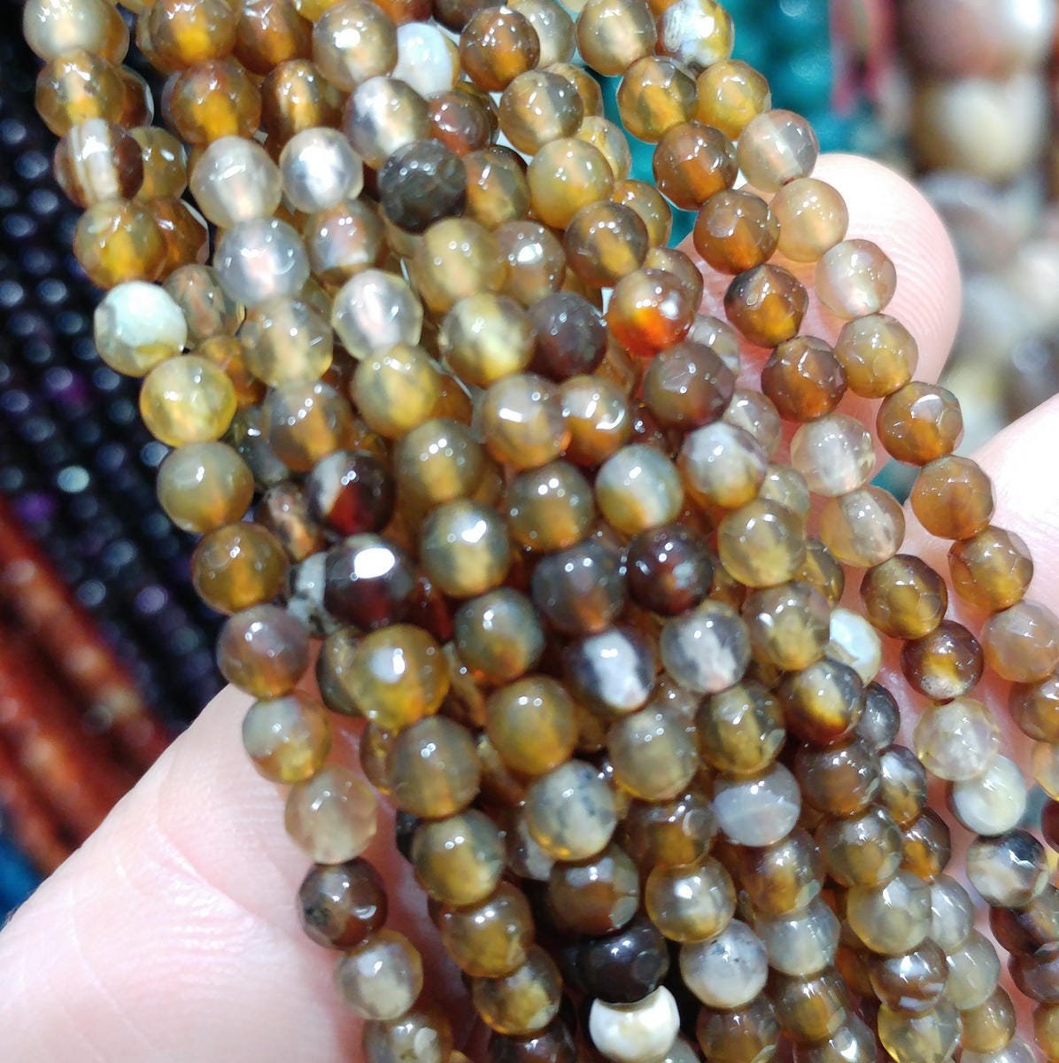 Natural Faceted agate beads, 4mm dyed agate beads, beads, semiprecious stones, jewelry design, wholesale beads B40
