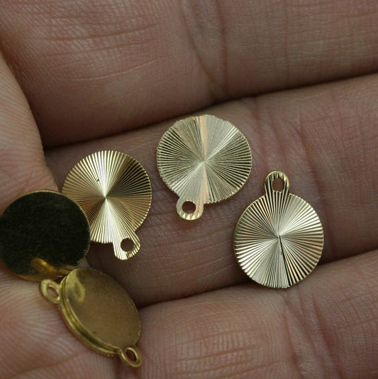 10mm Raw Brass faceted Circle tag,Raw Brass Charms ,Raw Brass Findings 91R-52