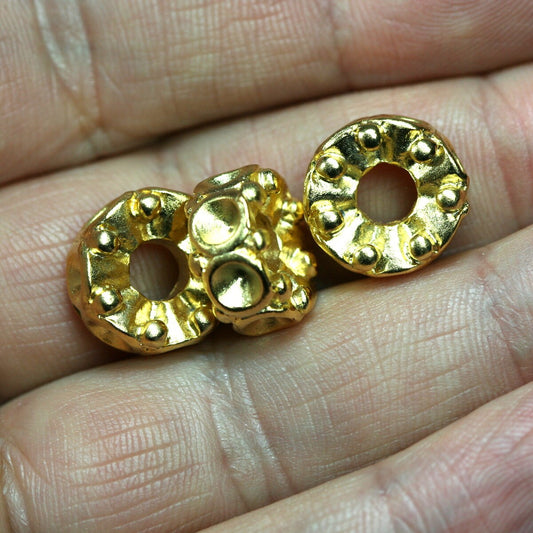 4 pcs 14mm (5mm hole) gold plated alloy 4mm SS17 setting spacer bead bab5 920