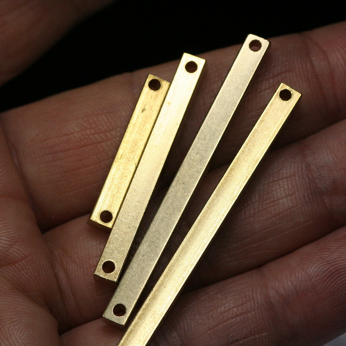 Raw brass bar connector (4mm) stamping 40 pcs mixed square rod (2mm 5/64" 12 gauge hole ) sbl4