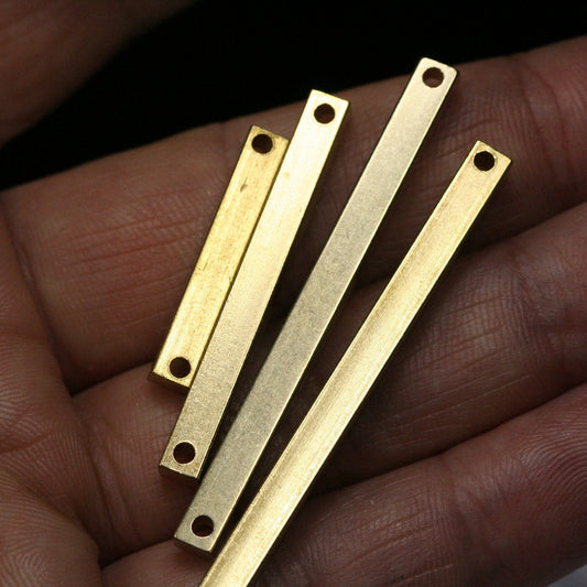 Raw brass bar connector (4mm) stamping 40 pcs mixed square rod (2mm 5/64" 12 gauge hole ) sbl4