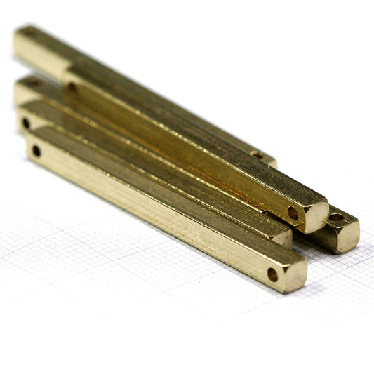 Raw brass bar connector 10 pcs connector 4x50mm 0,16"x2" square stamping finding square rod (2mm 5/64" 12 gauge hole ) sbl450- 1397W-65