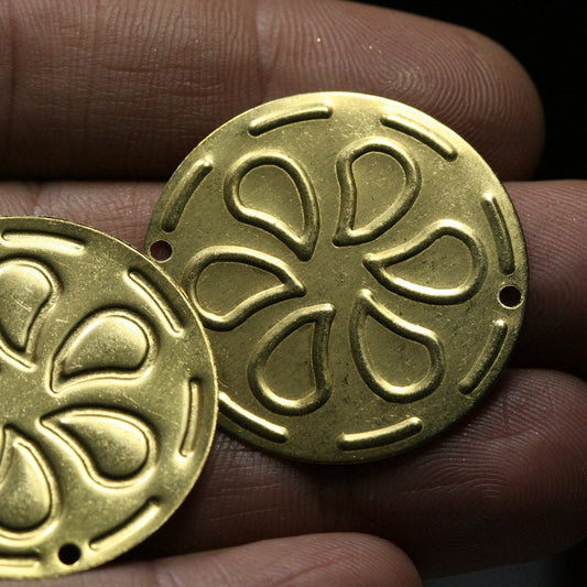 Raw brass 32mm raw brass Circle two 2 hole raw brass connector raw brass charms ,raw brass findings 439R-68