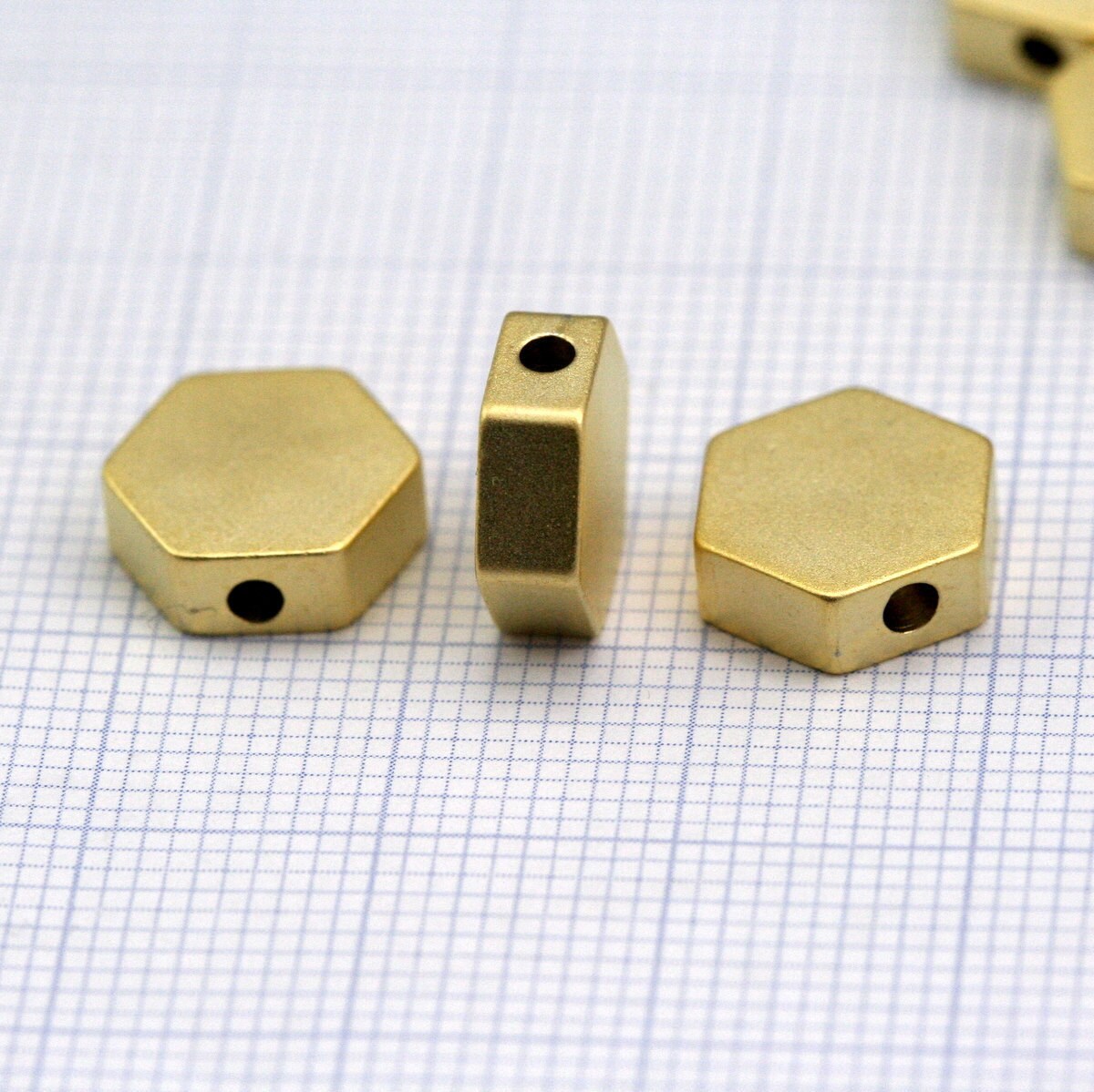 Brass stamping hexagonal beads 10x3.5mm 3/8"x3/8"x1/8" gold plated finding 1224