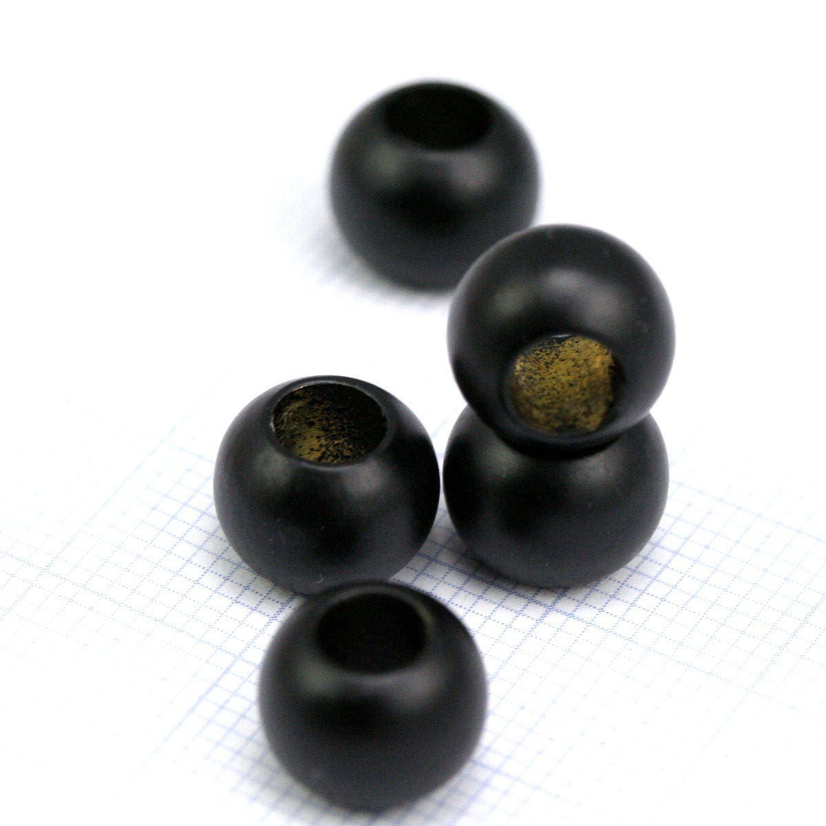 black painted brass sphere Bead 10x7,5mm 9/32"x3/8" finding spacer industrial design (5mm 3/16" hole ) bab5 1460