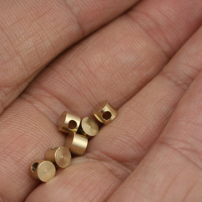 Round cylinder spacer 4x3mm 1/4"x1/8" 1.8mm hole Raw Brass roll 1294R