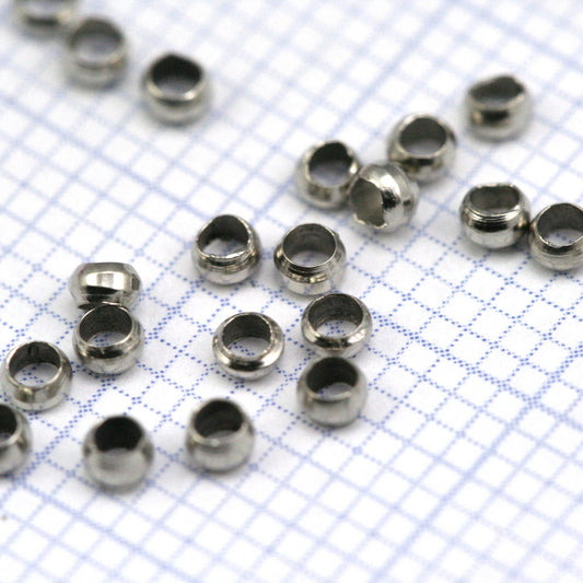Crimp beads 2mm (hole 1,2mm 16 gauge) Nickel plated Brass Spacer Bead , Findings fv6 bab1 1807