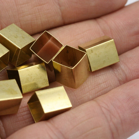 Raw Brass square tube 8x8x10mm tube spacer finding 7.6mm inner 1432