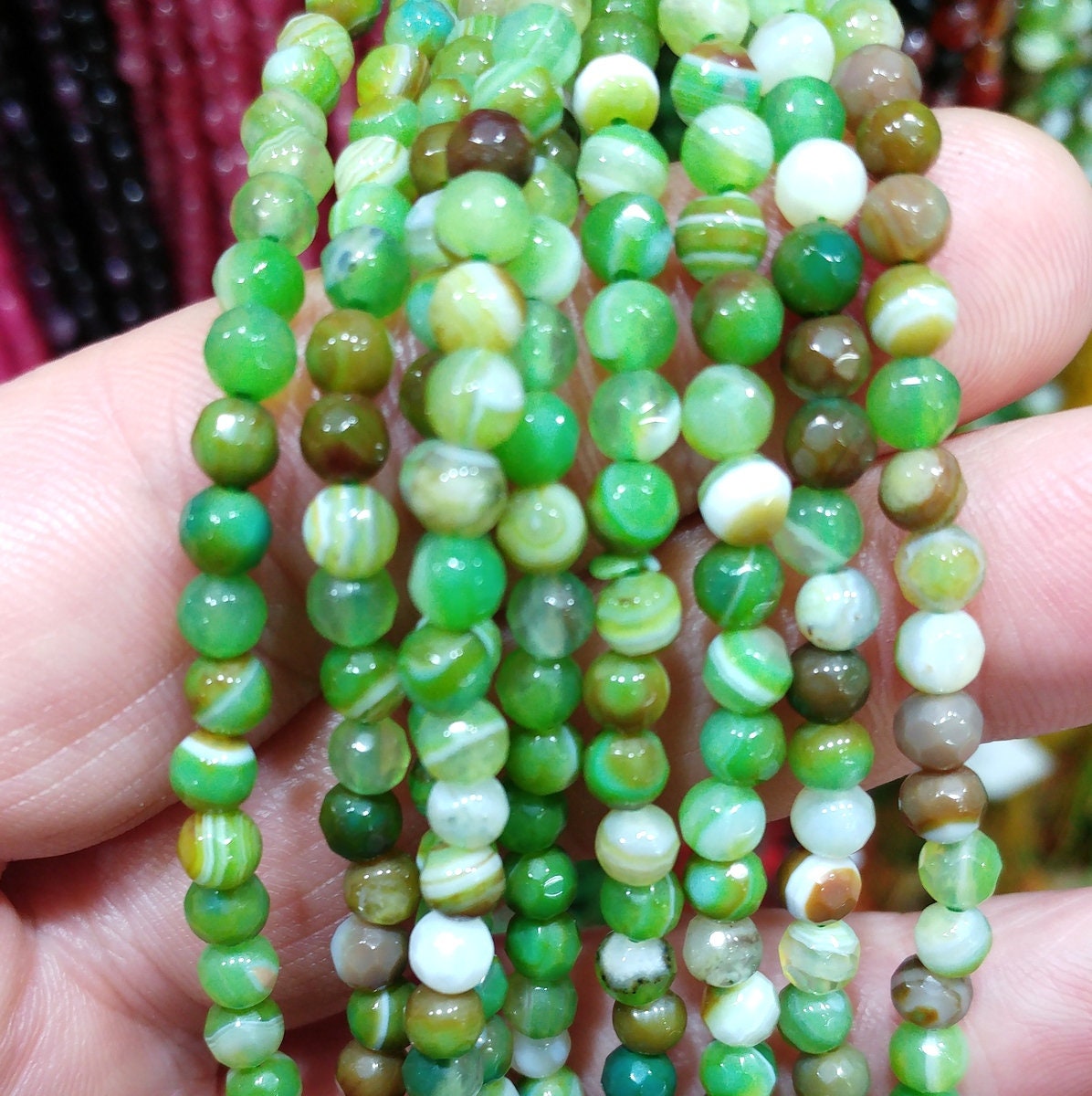 Natural Faceted agate beads, 4mm dyed agate beads, semiprecious stones, jewelry design, wholesale beads B40