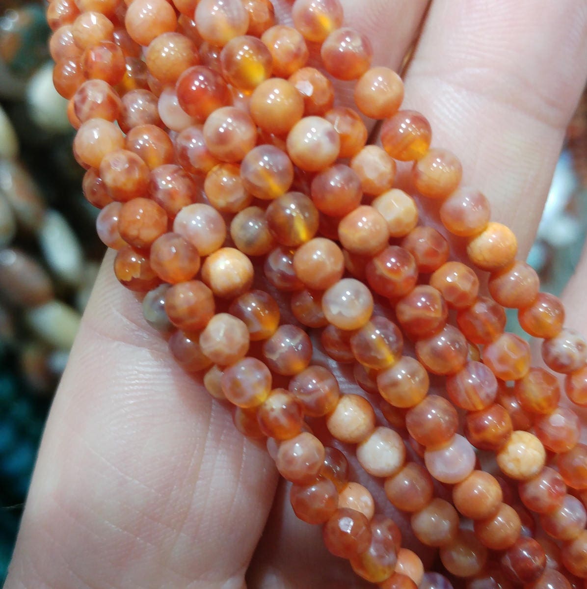 Natural Faceted crab agate beads, 4mm dyed agate beads, semiprecious stones, jewelry design, wholesale beads B40