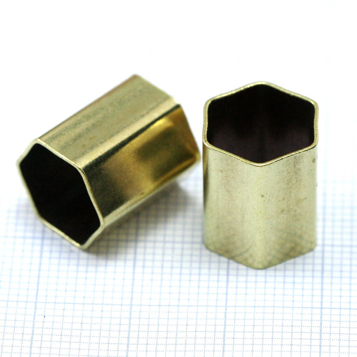 Raw brass Hexagonal tube 12x15mm (hole 11mm) industrial brass charms,pendant,findings spacer bead 1617