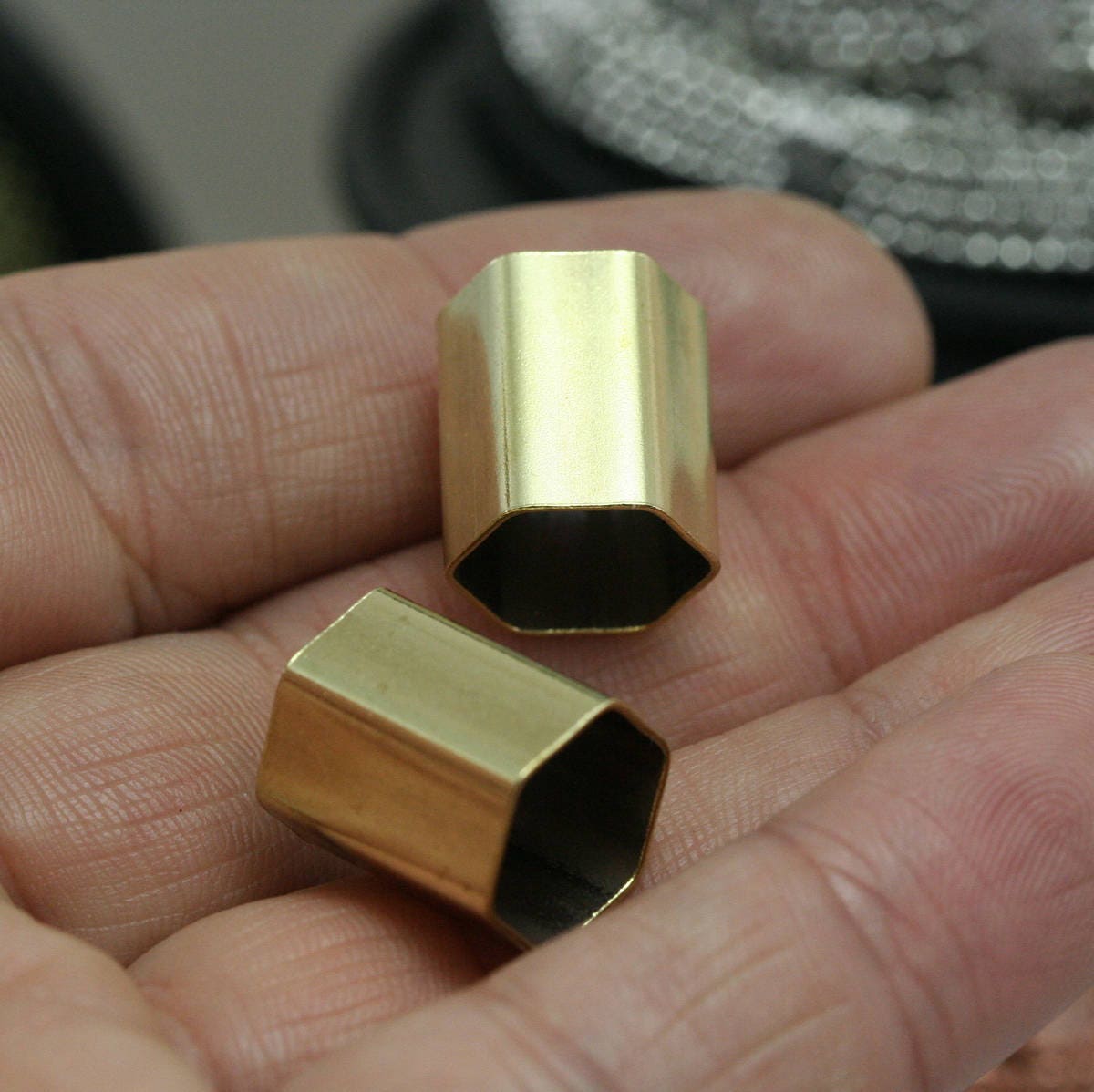 Raw brass Hexagonal tube 12x15mm (hole 11mm) industrial brass charms,pendant,findings spacer bead 1617