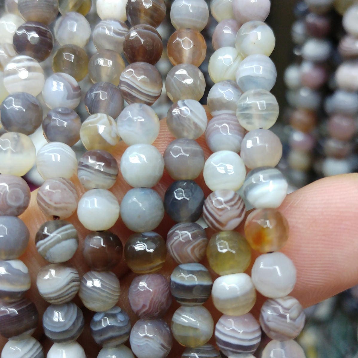 Natural Faceted botswana agate beads, 4mm dyed agate beads, semiprecious stones, jewelry design, wholesale beads B40