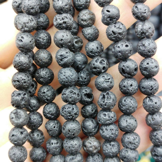 Round Lava Beads, 4mm Lava Beads, Semiprecious Stones, Jewelry Design, Wholesale Beads B40