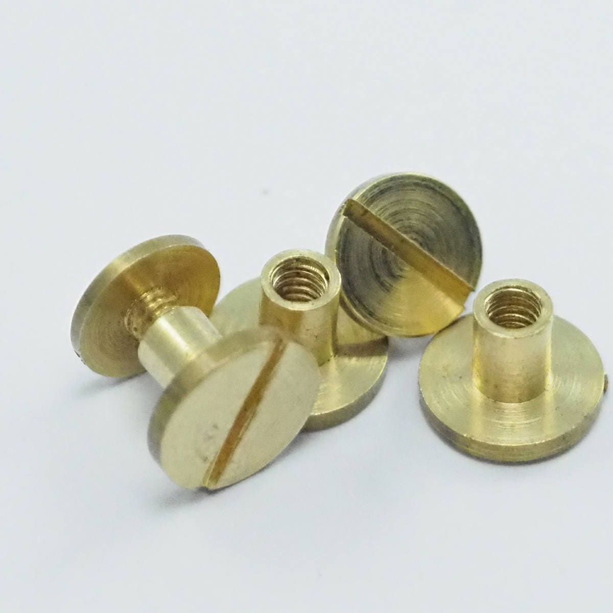 chicago screw / concho screw, 10x7mm raw brass studs, screw rivets, 1/8" bolt CSC5 2154-2034