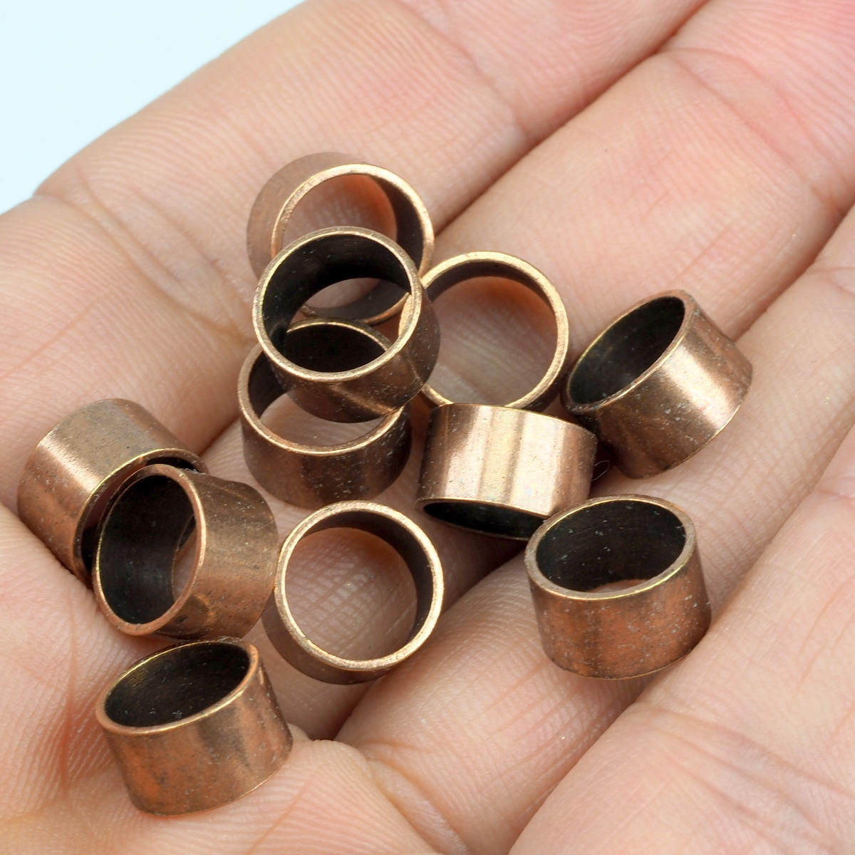 15 pcs 10x6mm (hole 9mm) Copper tone solid brass spacer bead bab9 1591AC