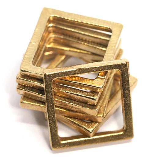 Raw brass square ring 20mm (hole 15mm) Eyeglass holder, badge holder, eyeglass pendant, reading glasses holder, badge pendant 1956