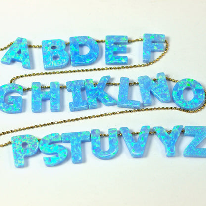 Letter charms, Opal initial letters 10mm 2.5mm thickness Lab Created Opal Synthetic 1493 OPSY