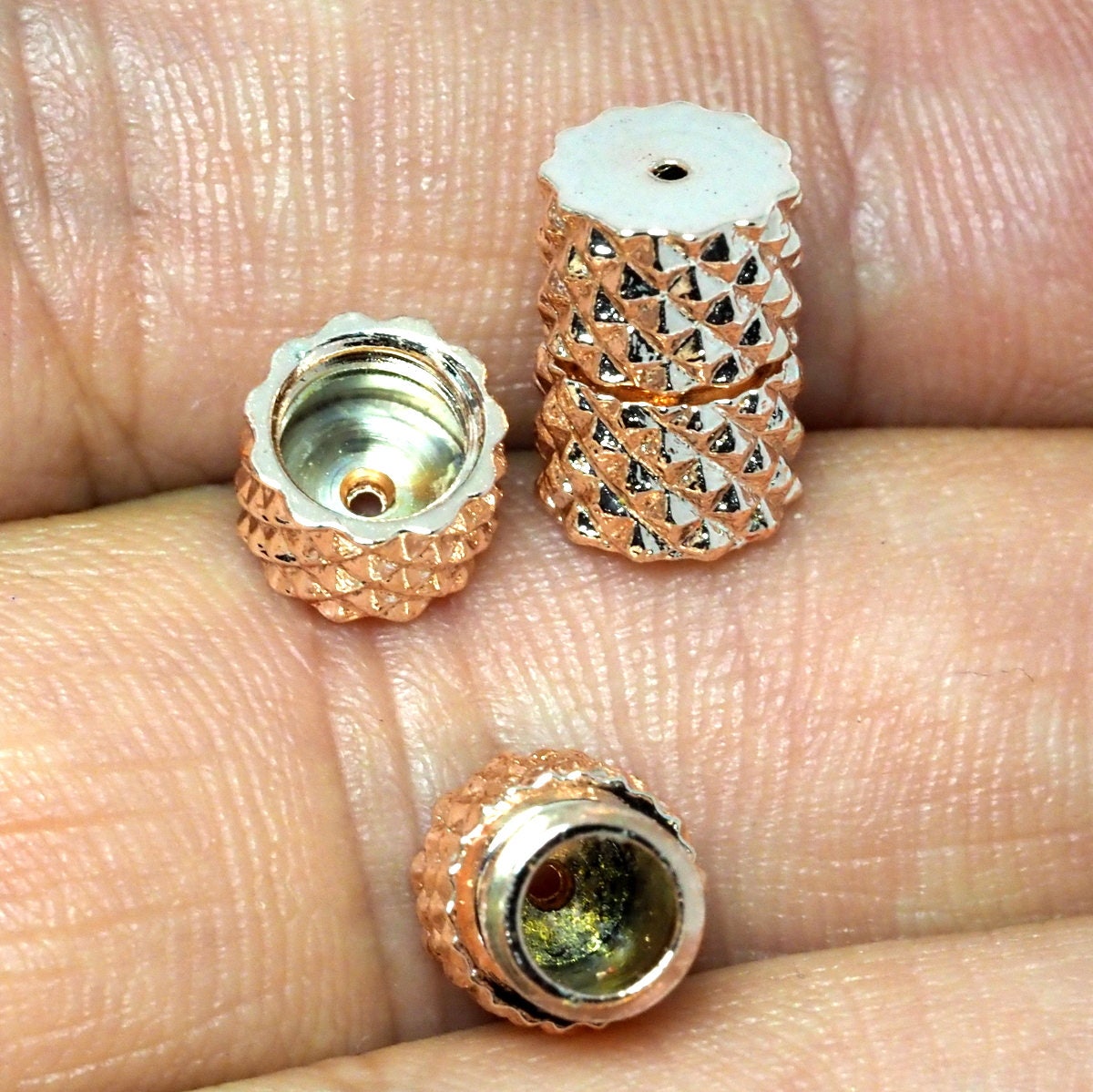 Screw cylinder barrel clasp 10x8mm 0,39"x0,31" rose gold plated brass 1497 msl