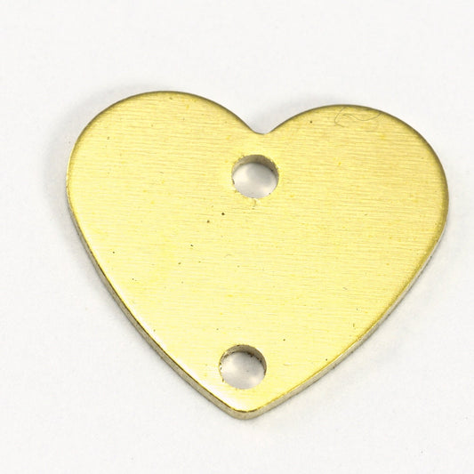 raw brass heart 14X12mm thickness 1mm 18 gauge with 2 hole 1599