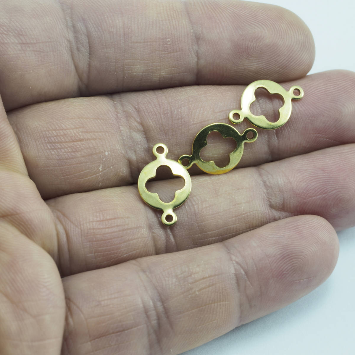 Raw Brass Circle 10x16mm 2 hole Flower connector Charms ,Findings 1592
