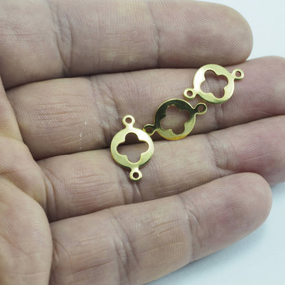 Raw Brass Circle 10x16mm 2 hole Flower connector Charms ,Findings 1592