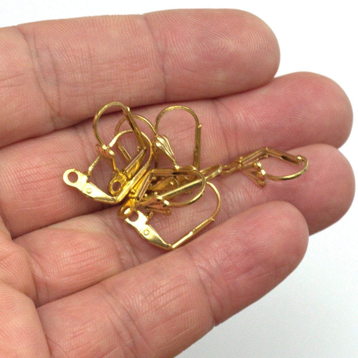 Earring lever back Raw brass shell findings 16mm with one loop 1561