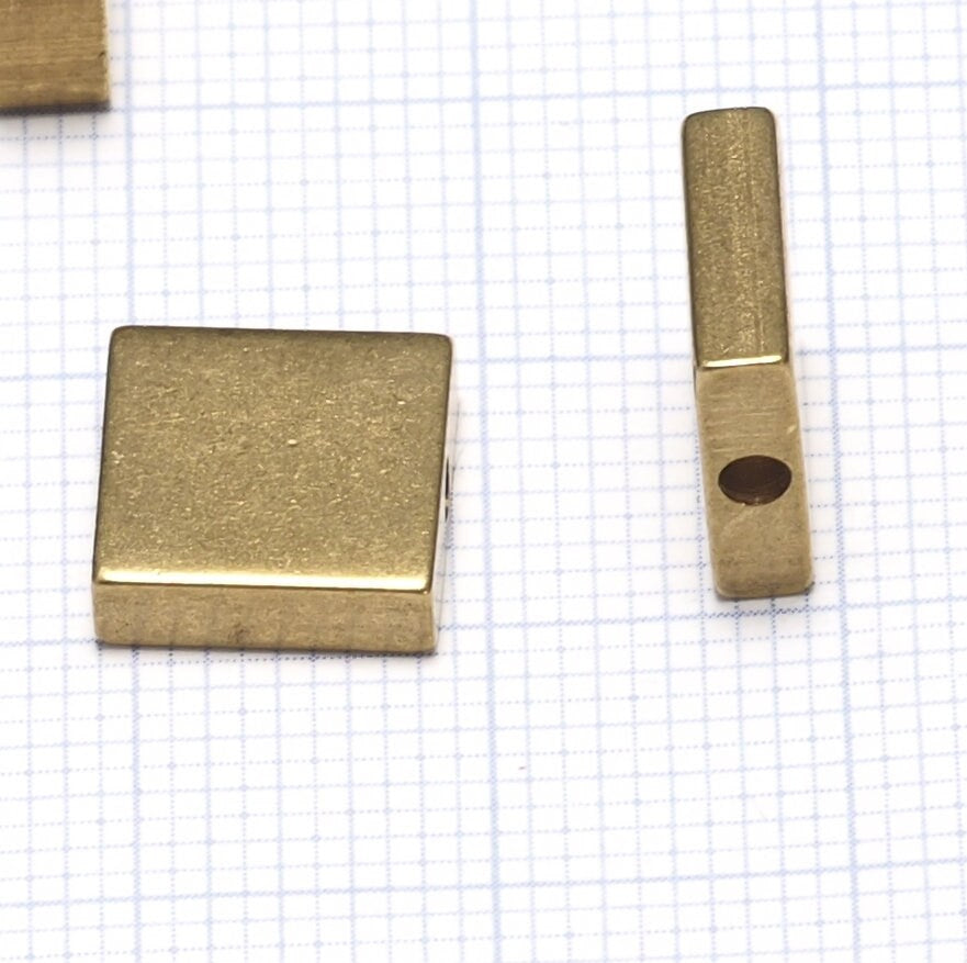 square stamping pendant 10x3mm raw brass 1874
