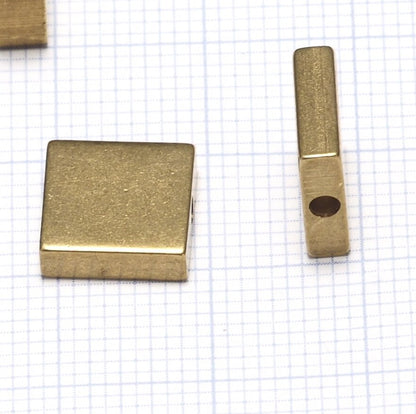 square stamping pendant 10x3mm raw brass 1874