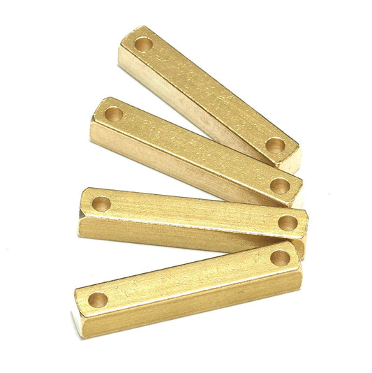 Raw brass bar square connector stamping 5x30mm rod (2.5mm hole )1877
