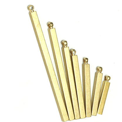 raw brass finding square rod 14 pcs 3x40mm (1.2mm 0,05" 16 gauge hole ) 427R