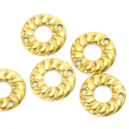 10mm raw brass cambered circle middle hole and 2 loop charms ,raw brass findings raw brass bead cap 486R-38