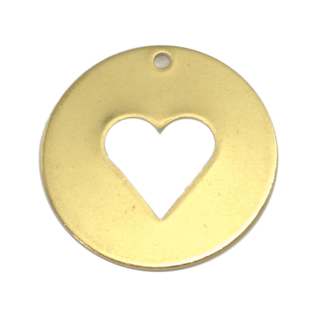 Heart tag 10 pcs 28mm raw brass circle tag, thickness : 1mm 18 gauge , 1906-434