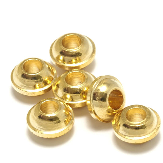 8 pcs 8x5.2mm ( 3.5mm hole) gold plated brass round beads bab3.5 665PG