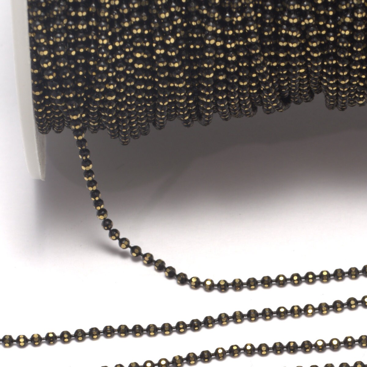 1,5mm 15 gauge faceted gold tone and black brass Chain z070