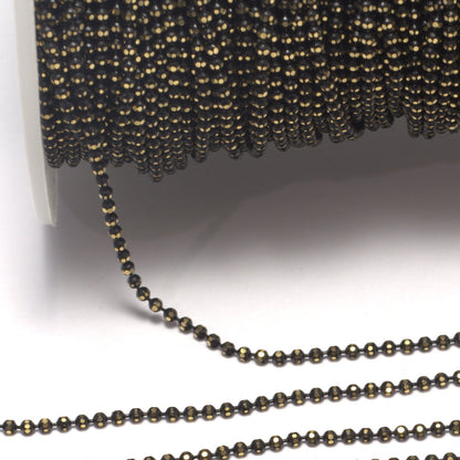 1,5mm 15 gauge faceted gold tone and black brass Chain z070