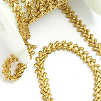 Chevron chain 6.5mm raw brass special soldered chain Z167