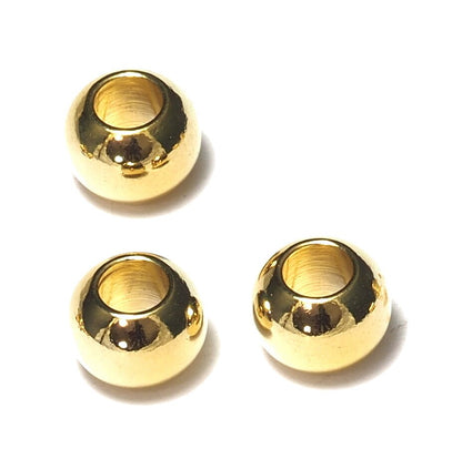 4 pcs 10mm (hole 5mm ) gold plated brass findings spacer bead bab 1460