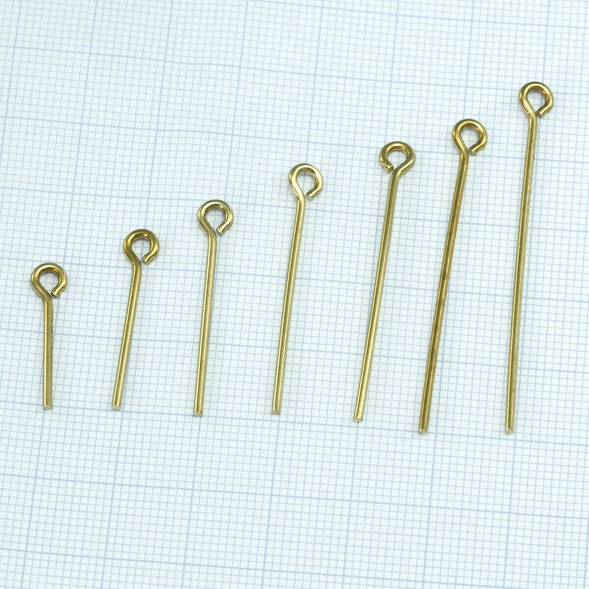 Eye Pin Raw Brass 15, 20, 25, 30, 35, 40, 45 ,50, 60, 70, 80, 90, 100 mm 20 gauge( 0.8 mm )