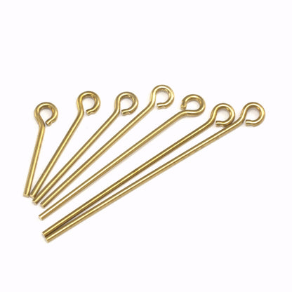 Eye Pin Raw Brass 15, 20, 25, 30, 35, 40, 45 ,50, 60, 70, 80, 90, 100 mm 20 gauge( 0.8 mm )