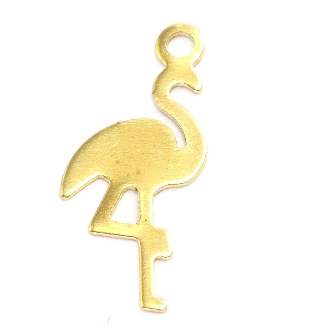 Raw brass flamingo 17mm bird pendant findings 058