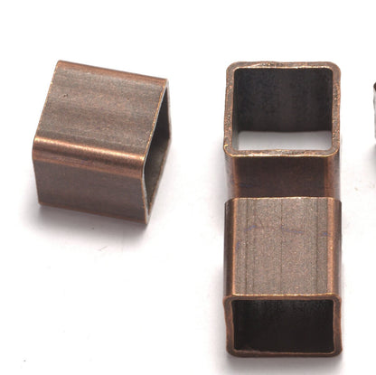 Copper tone brass cube 15x15mm (hole 13mm) bab12 1418