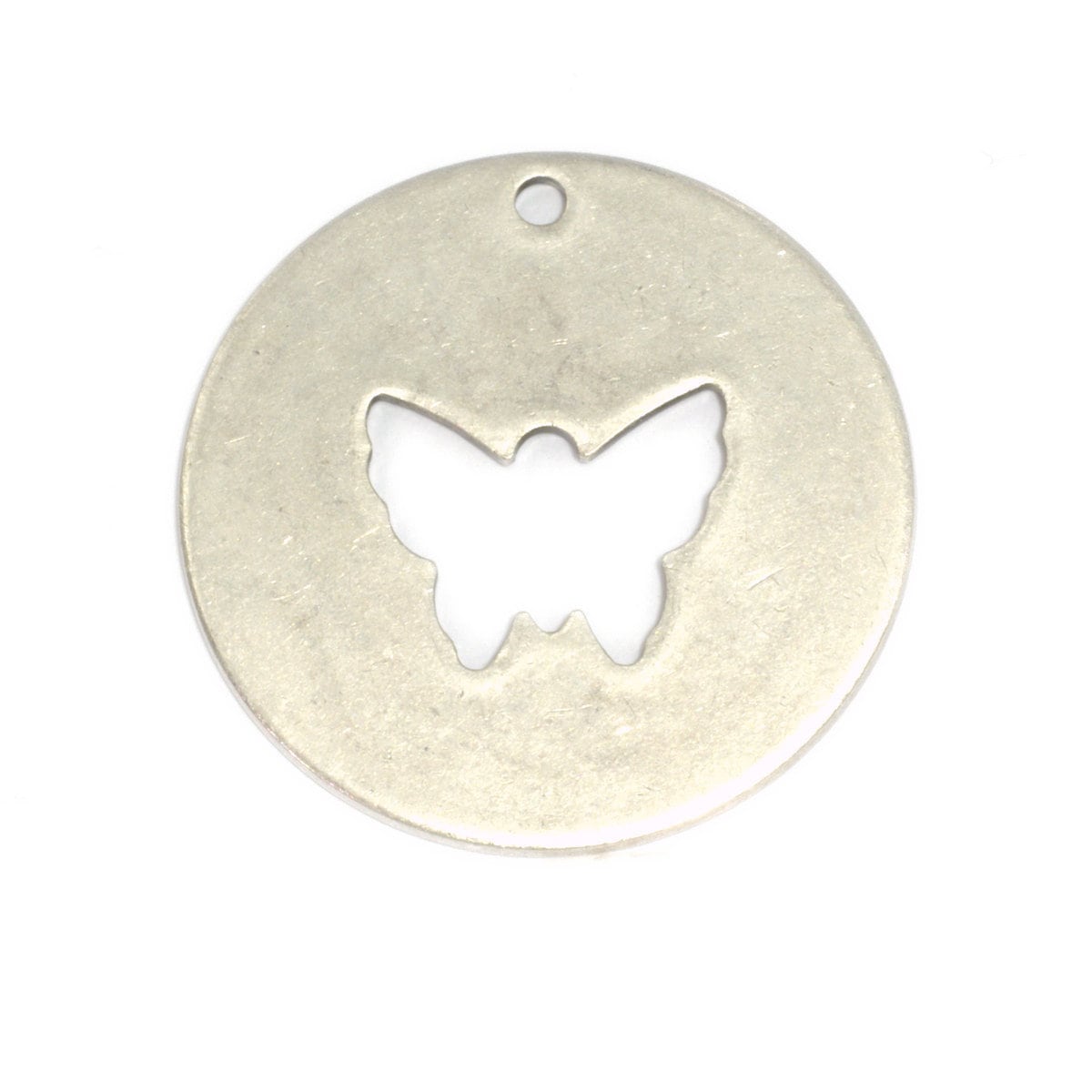 Butterfly tag 10 pcs 28mm silver plated brass circle tag, thickness : 1mm 18 gauge , 1902-435