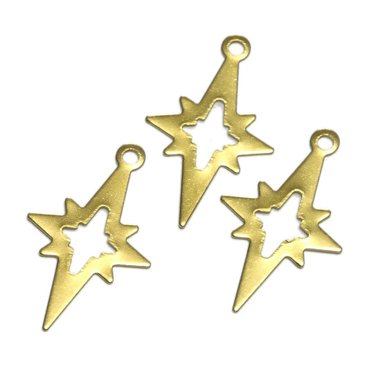 Raw Brass North Star 21mm Charms ,Findings 559R-42.5
