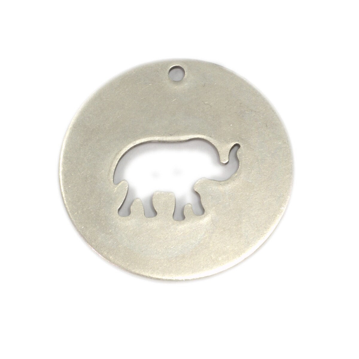 Elephant tag 10 pcs 28mm silver plated brass circle tag, thickness : 1mm 18 gauge , 1907-440