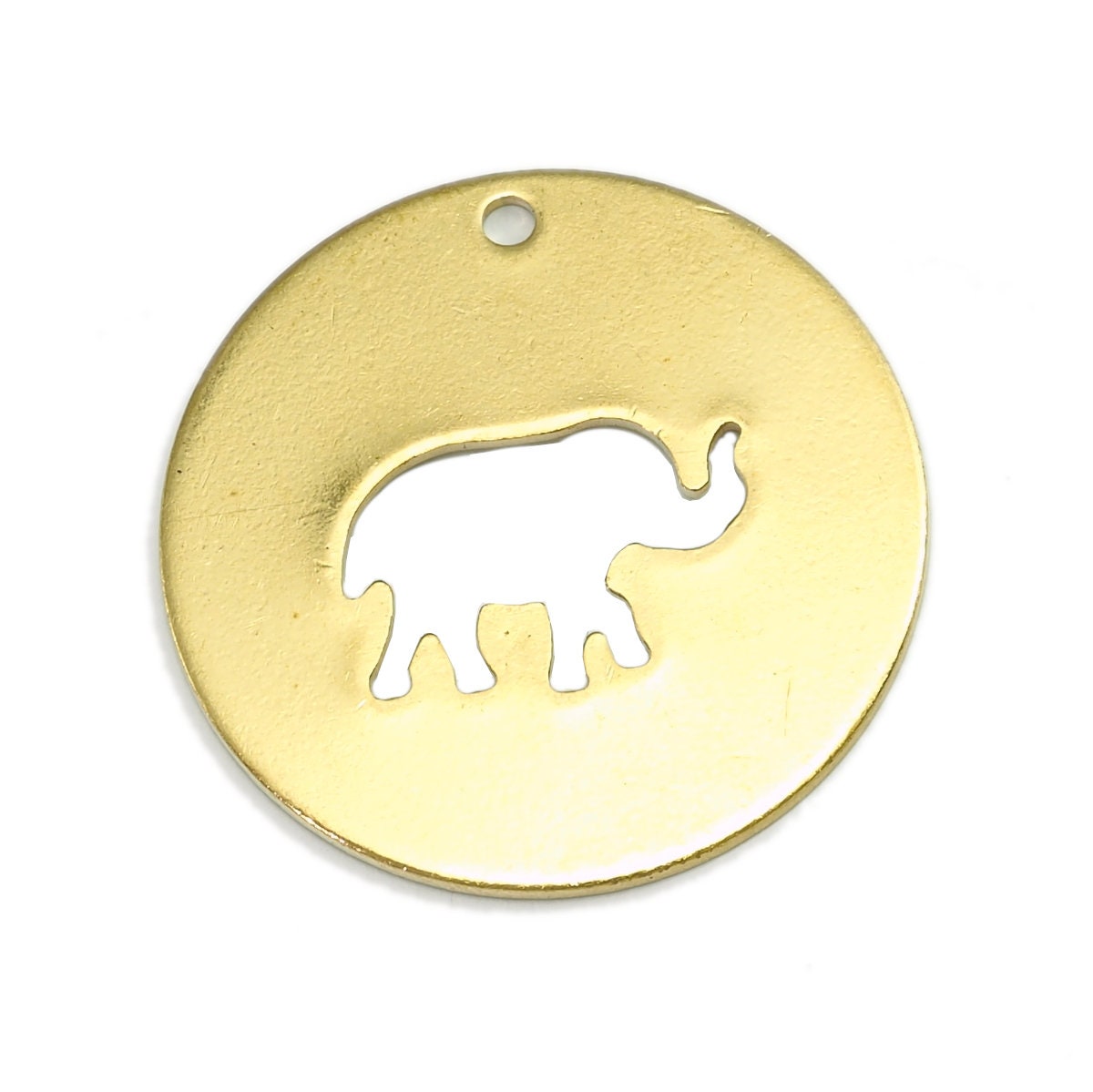 Elephant tag 10 pcs 28mm raw brass circle tag, thickness : 1mm 18 gauge , 1907-440