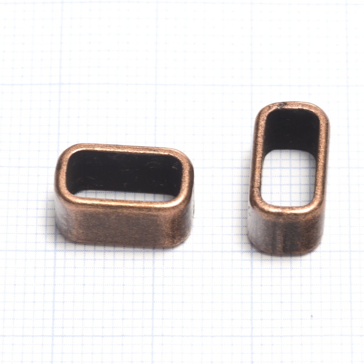 Leather, ribbon ,cord ,slider ,copper tone 14x8mm alloy spacer hole 11.5x5.5mm bab 1283