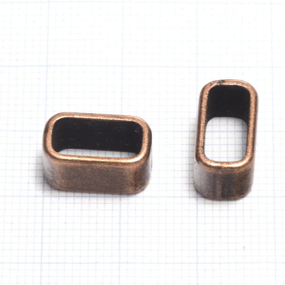 Leather, ribbon ,cord ,slider ,copper tone 14x8mm alloy spacer hole 11.5x5.5mm bab 1283
